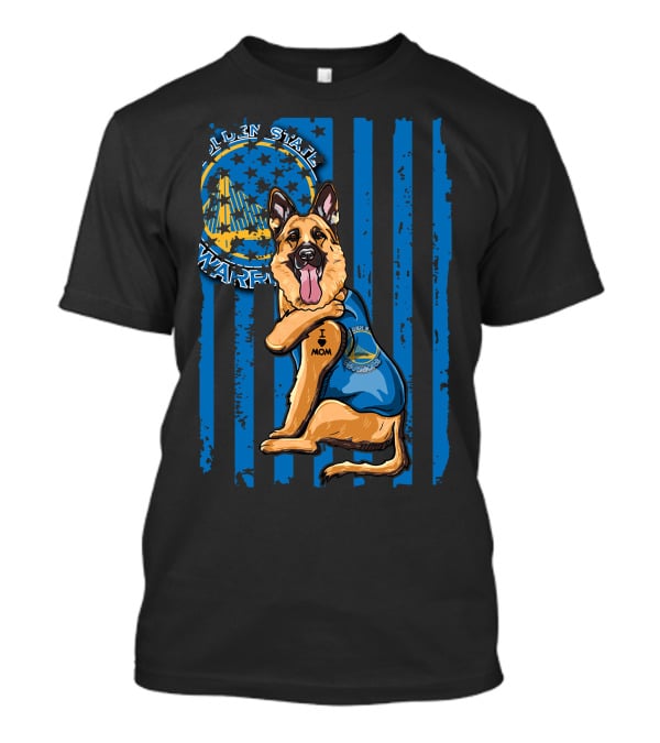 Golden State Warriors German Shepherd I Love Mom T-Shirt