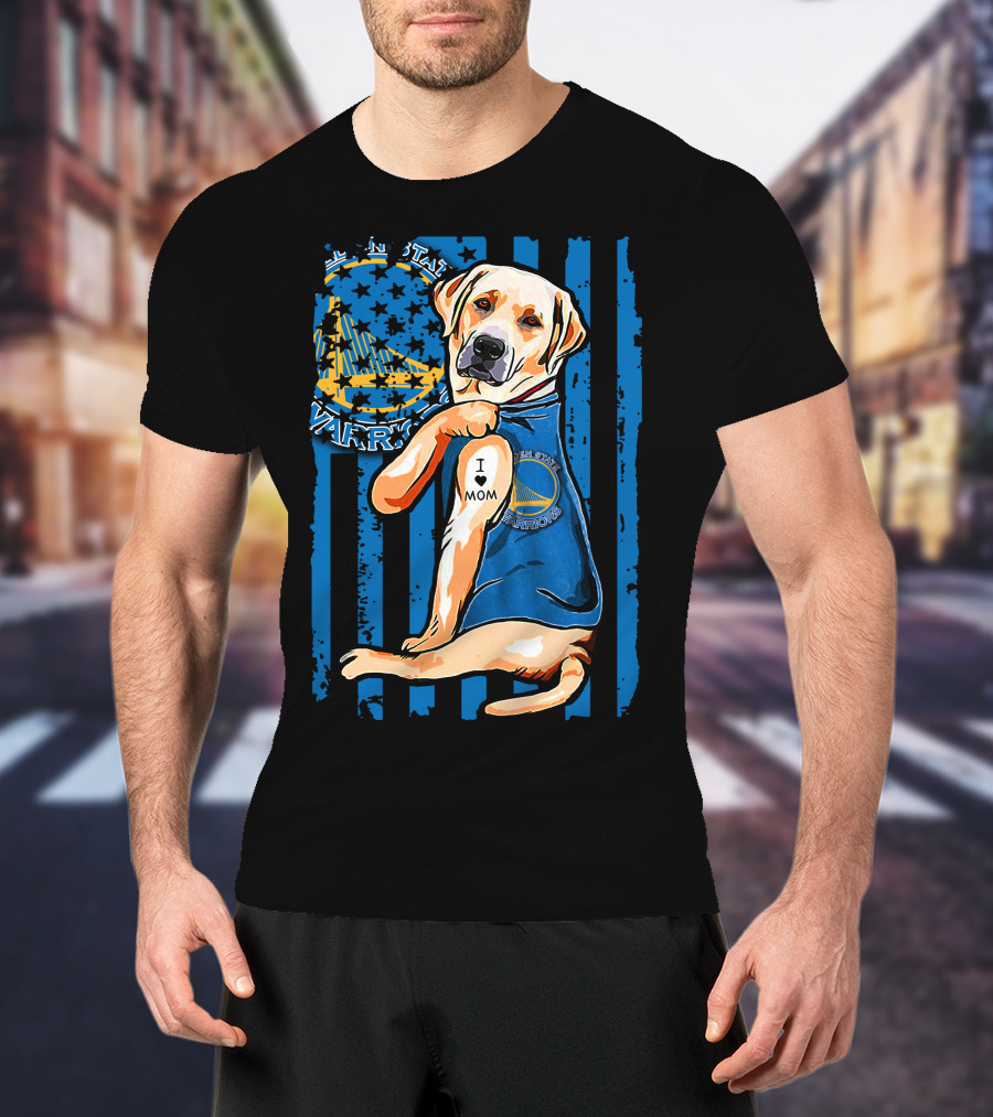 Golden State Warriors Labrador Retriever I Love Mom T-Shirt