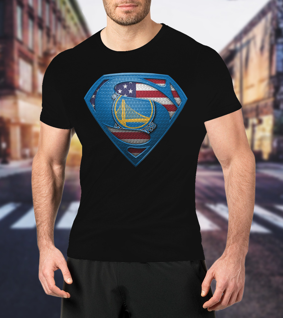 Golden State Warriors Superman Usa Flag T-Shirt