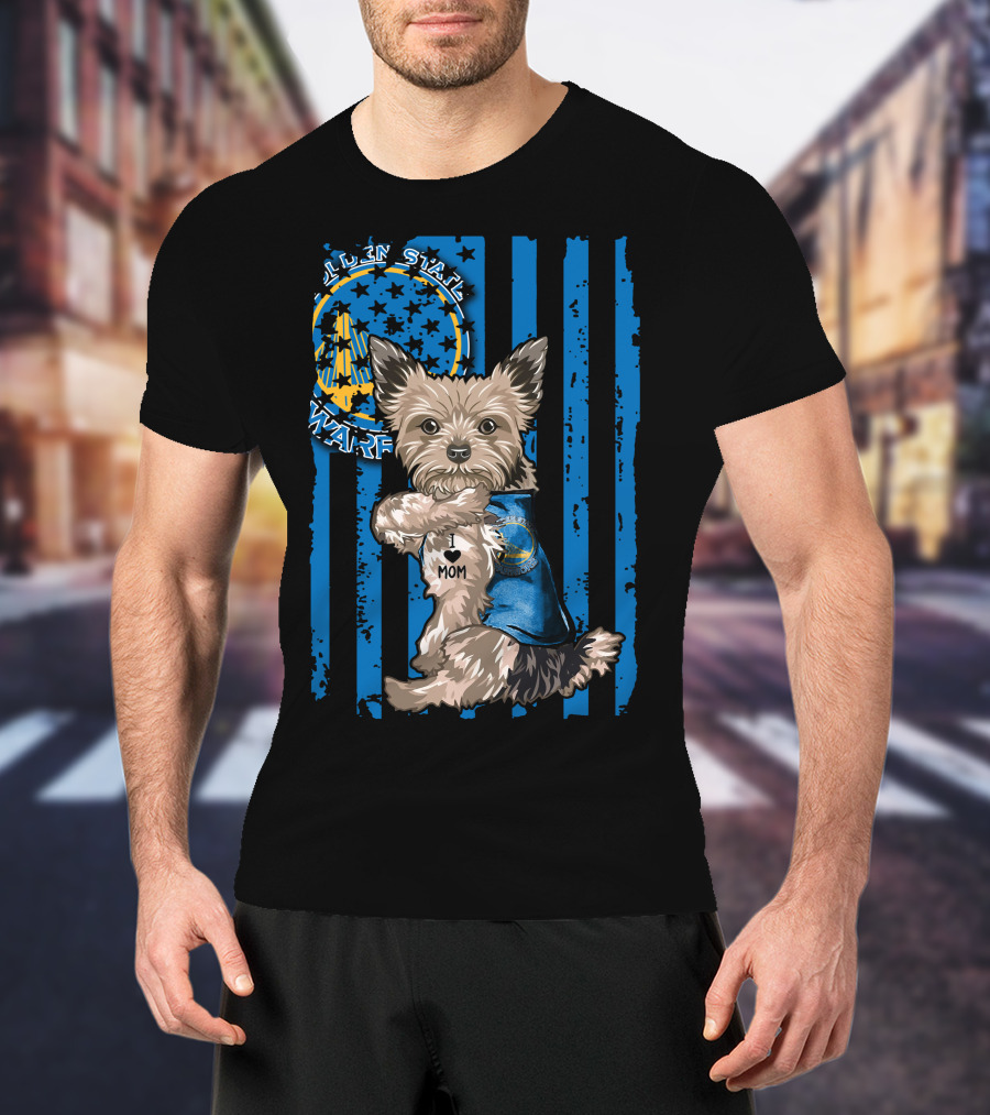 Golden State Warriors Yorkshire Terrier I Love Mom T-Shirt