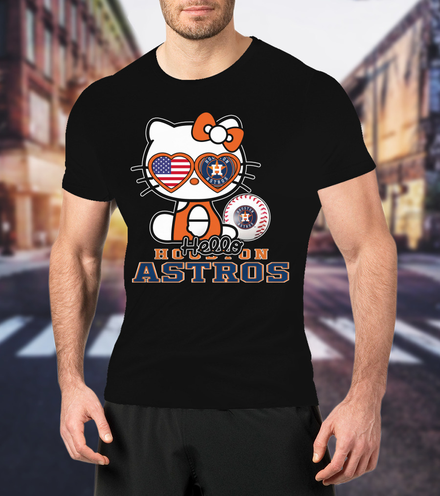 Hello Kitty Houston Astros Usa Baseball T-Shirt