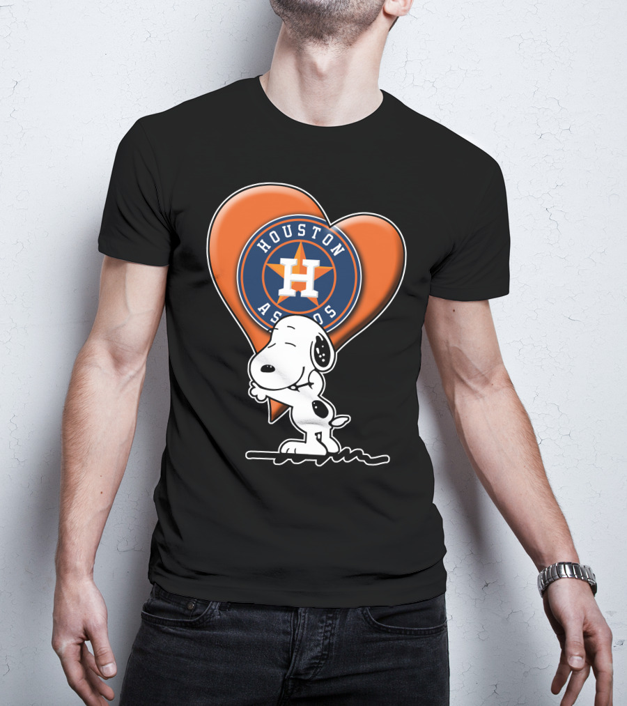 Snoopy Hugging Houston Astros Heart T-Shirt