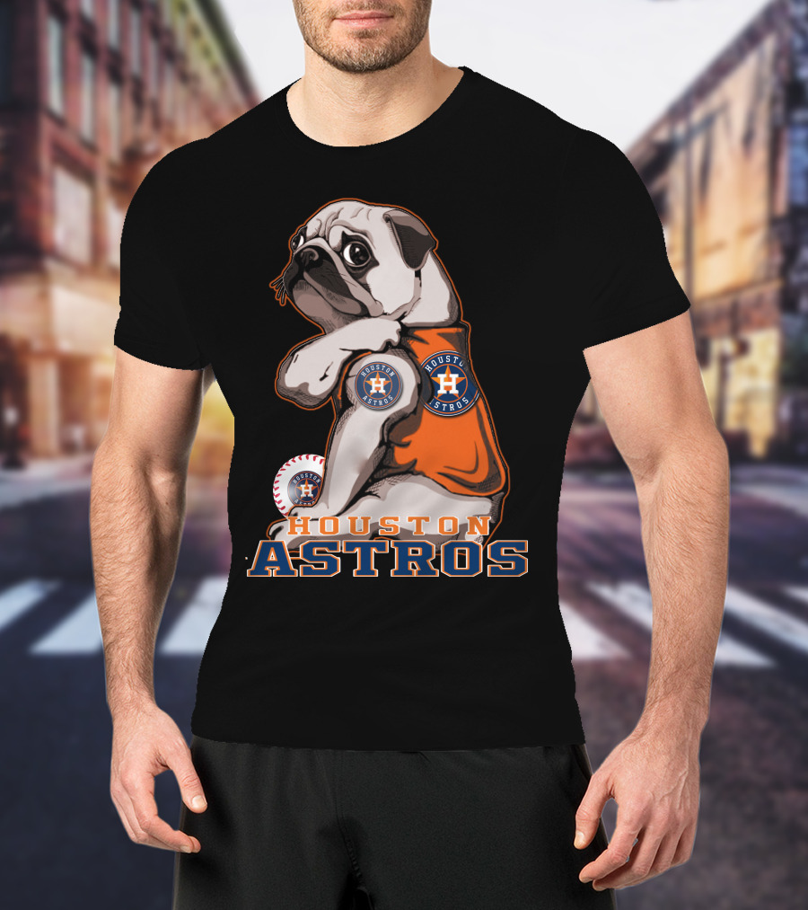 Houston Astros Pug Baseball Fan T-Shirt