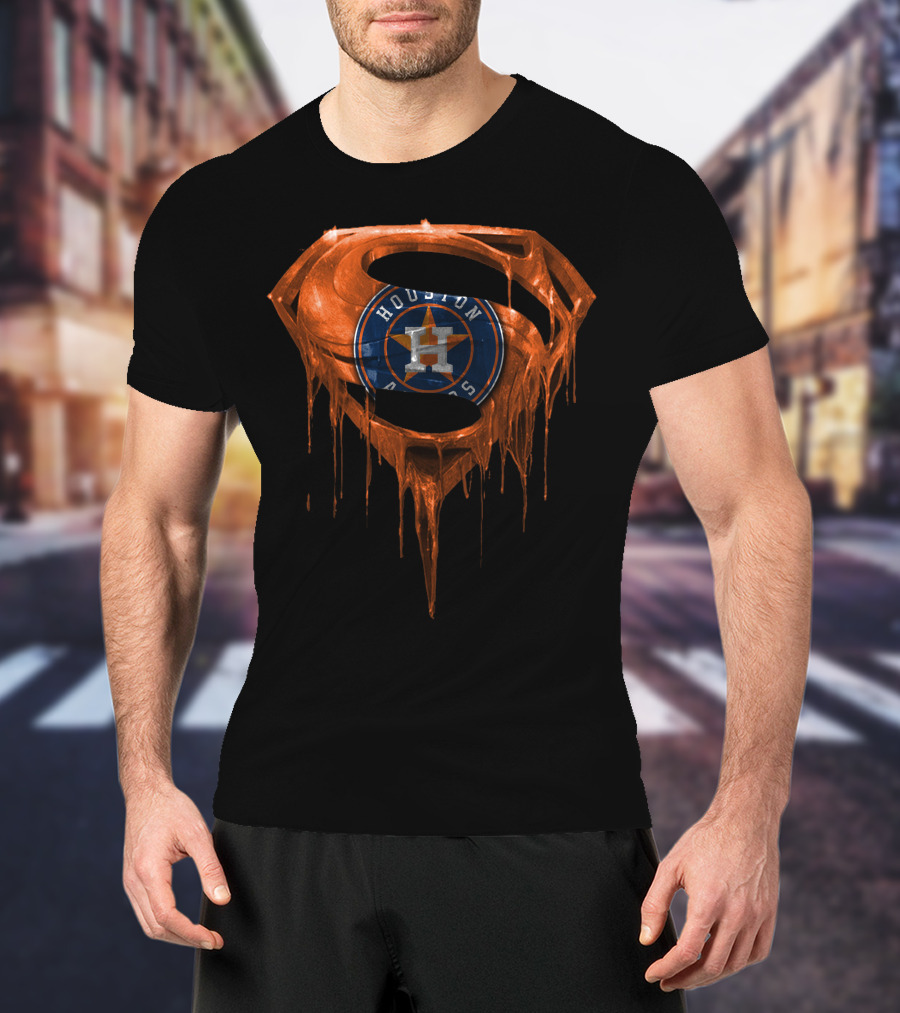 Houston Astros Superman Logo Dripping T-Shirt