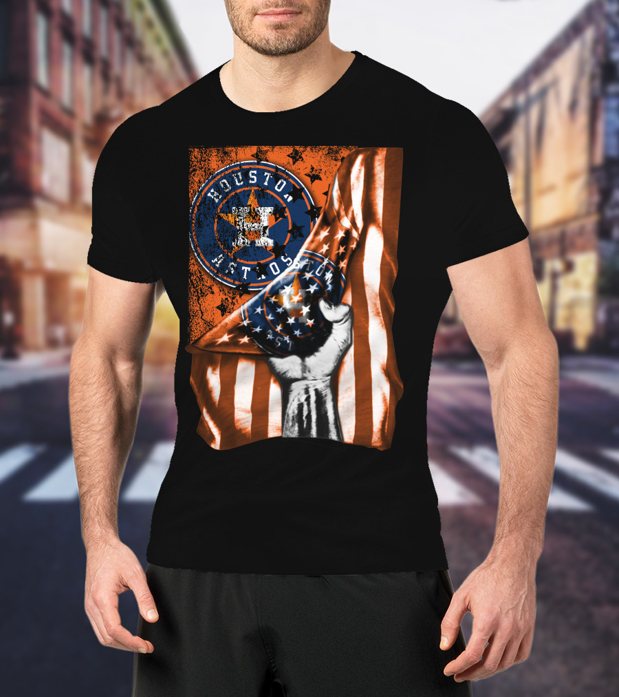 Houston Astros Vintage Flag Symbol With Bold Stars And Stripes T-Shirt