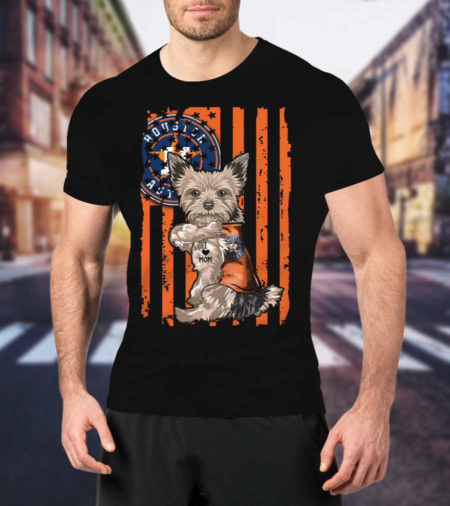 Houston Astros Yorkshire Terrier Fan 'I Love Mom' T-Shirt