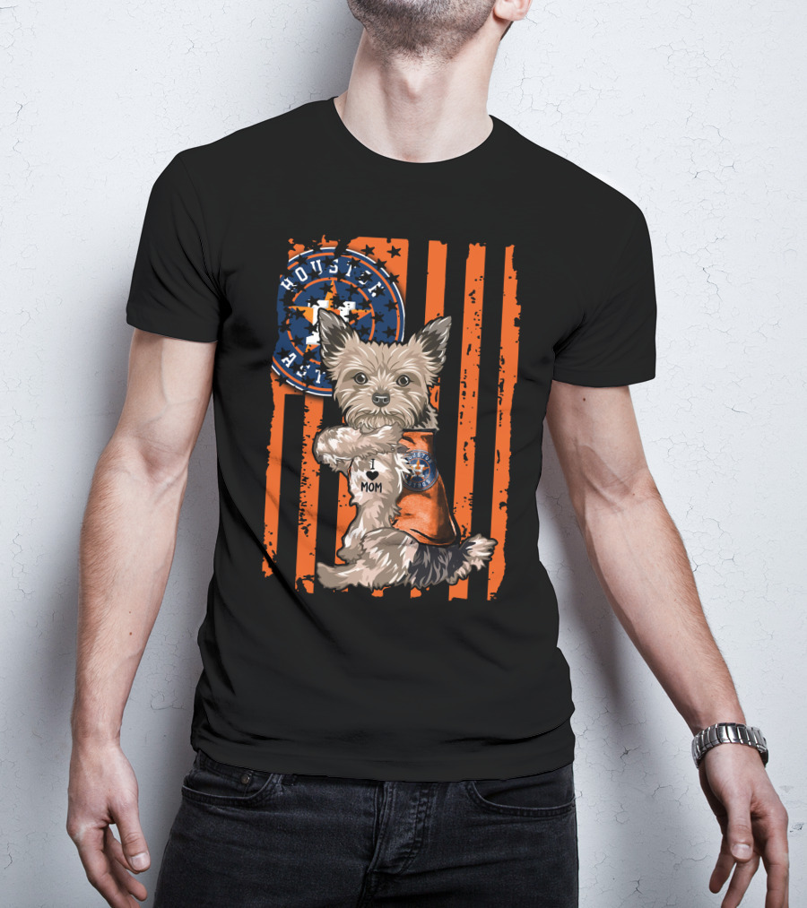 Houston Astros Yorkshire Terrier Fan 'I Love Mom' T-Shirt