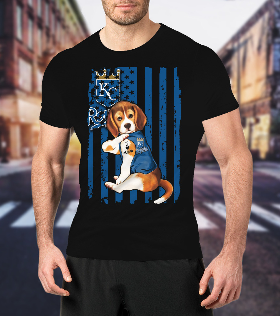 KC Royals Beagle I Love Mom T-Shirt
