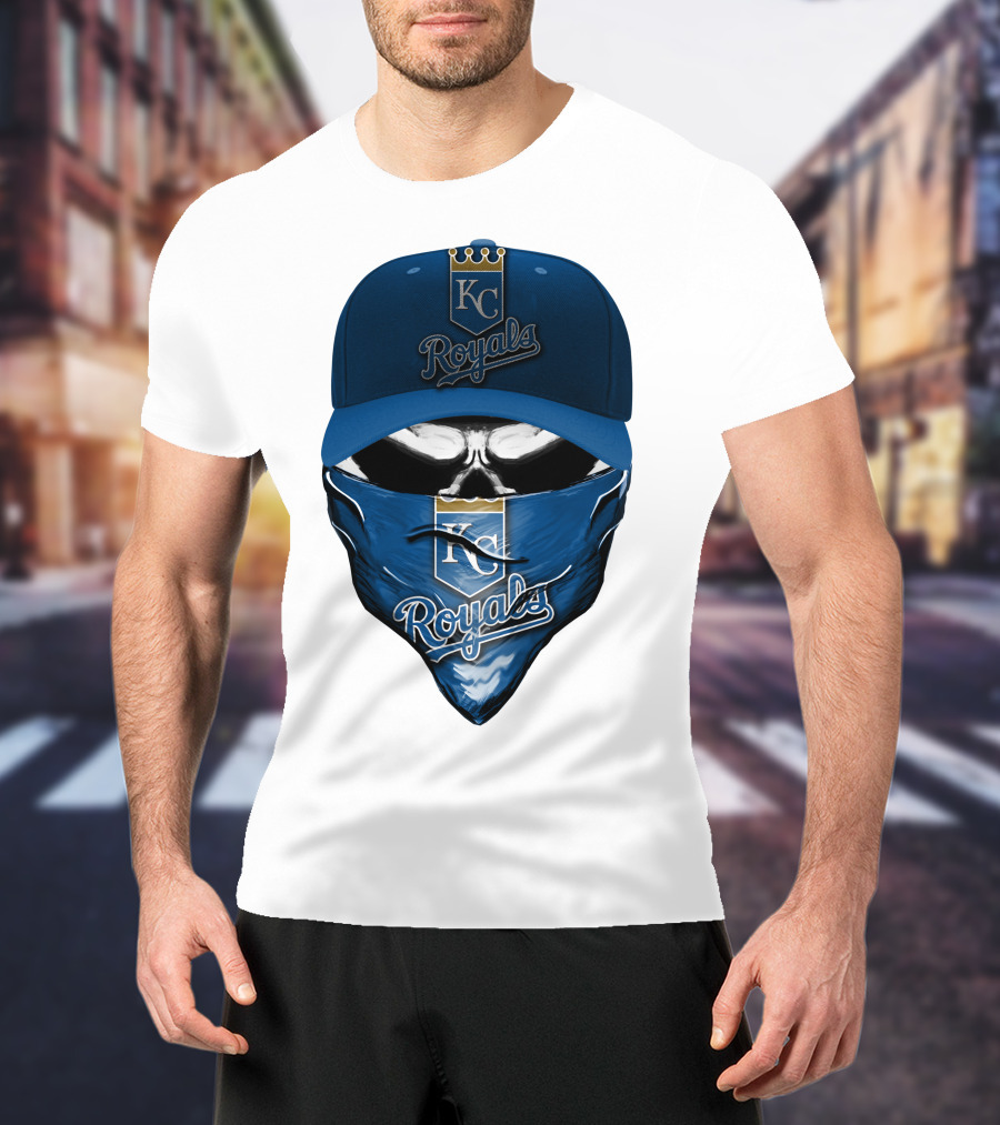 KC Royals Skull Mask Blue Cap T-Shirt
