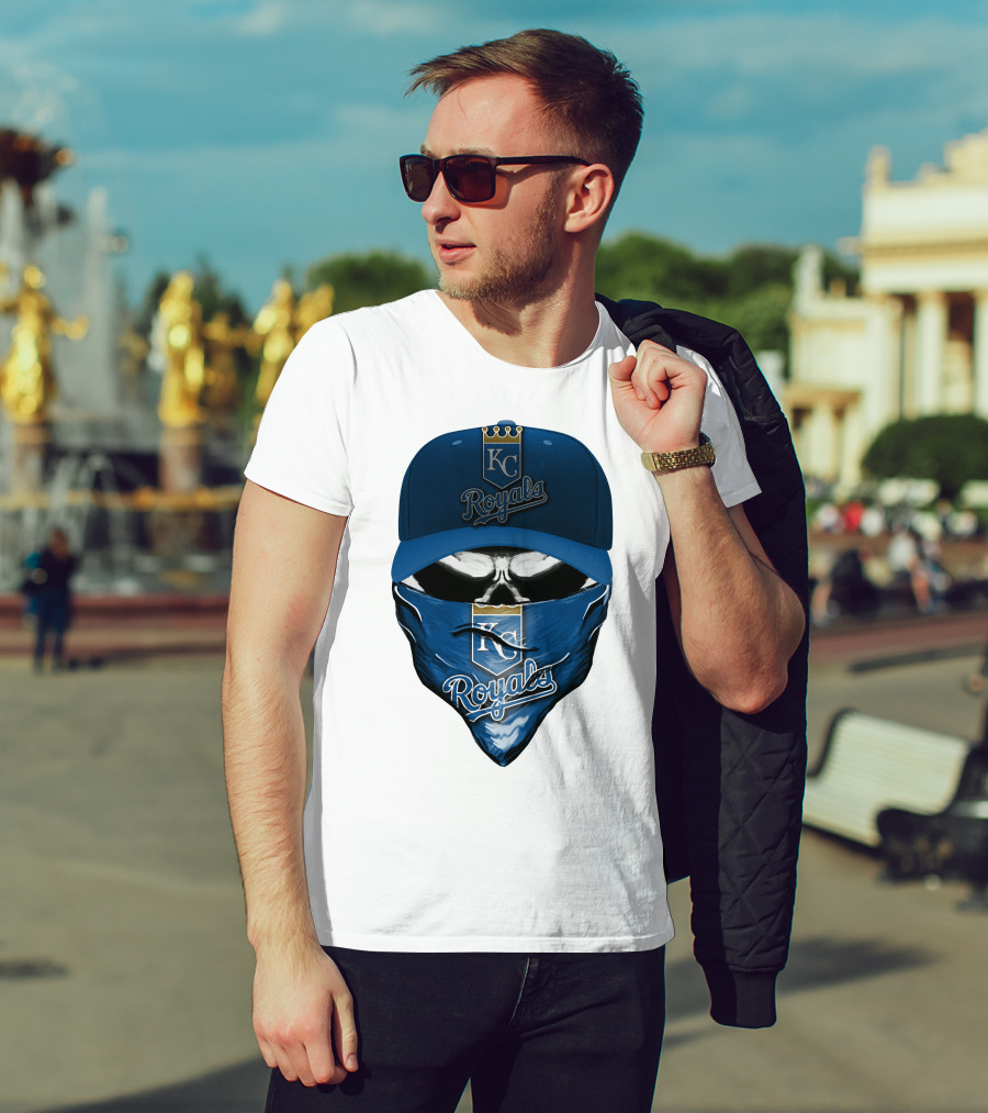 KC Royals Skull Mask Blue Cap T-Shirt