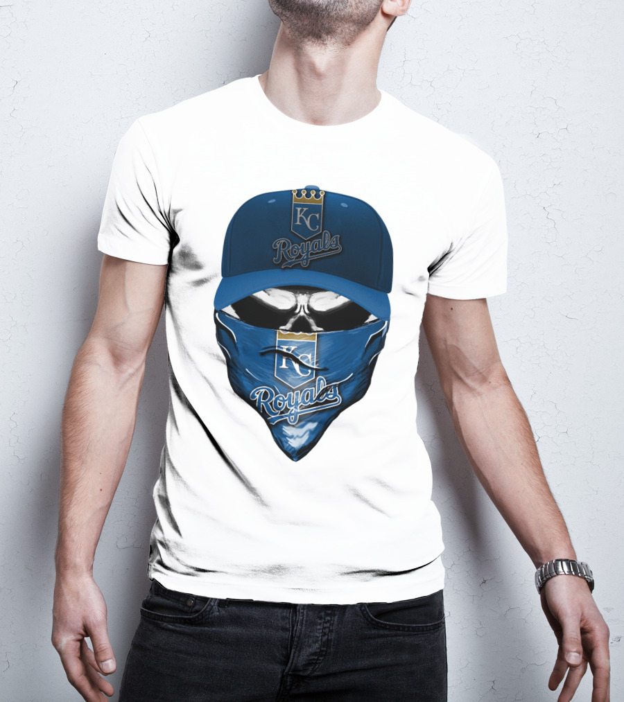 KC Royals Skull Mask Blue Cap T-Shirt