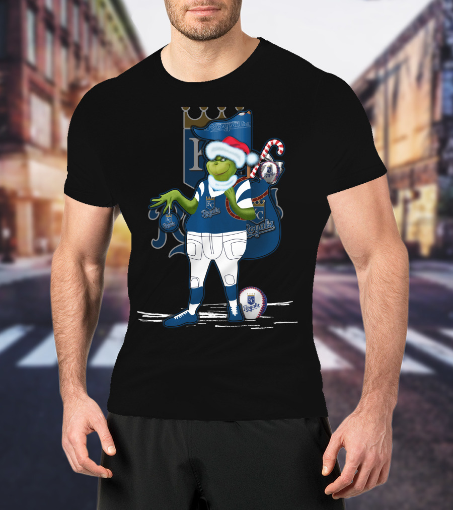 Grinchxmas Kansas City Royals Christmas Baseball T-Shirt