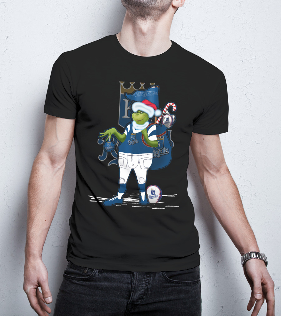 Grinchxmas Kansas City Royals Christmas Baseball T-Shirt