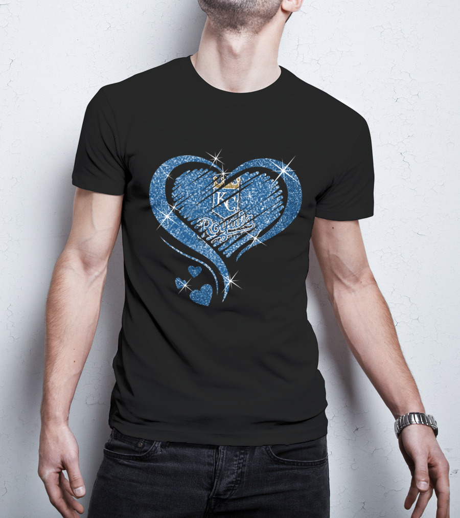 Heart Diamond KC Royals Blue Sparkle T-Shirt