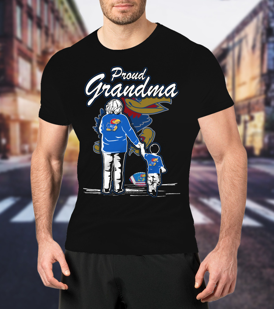 Proud Grandma Of Kansas Jayhawks Fan With Logo T-Shirt
