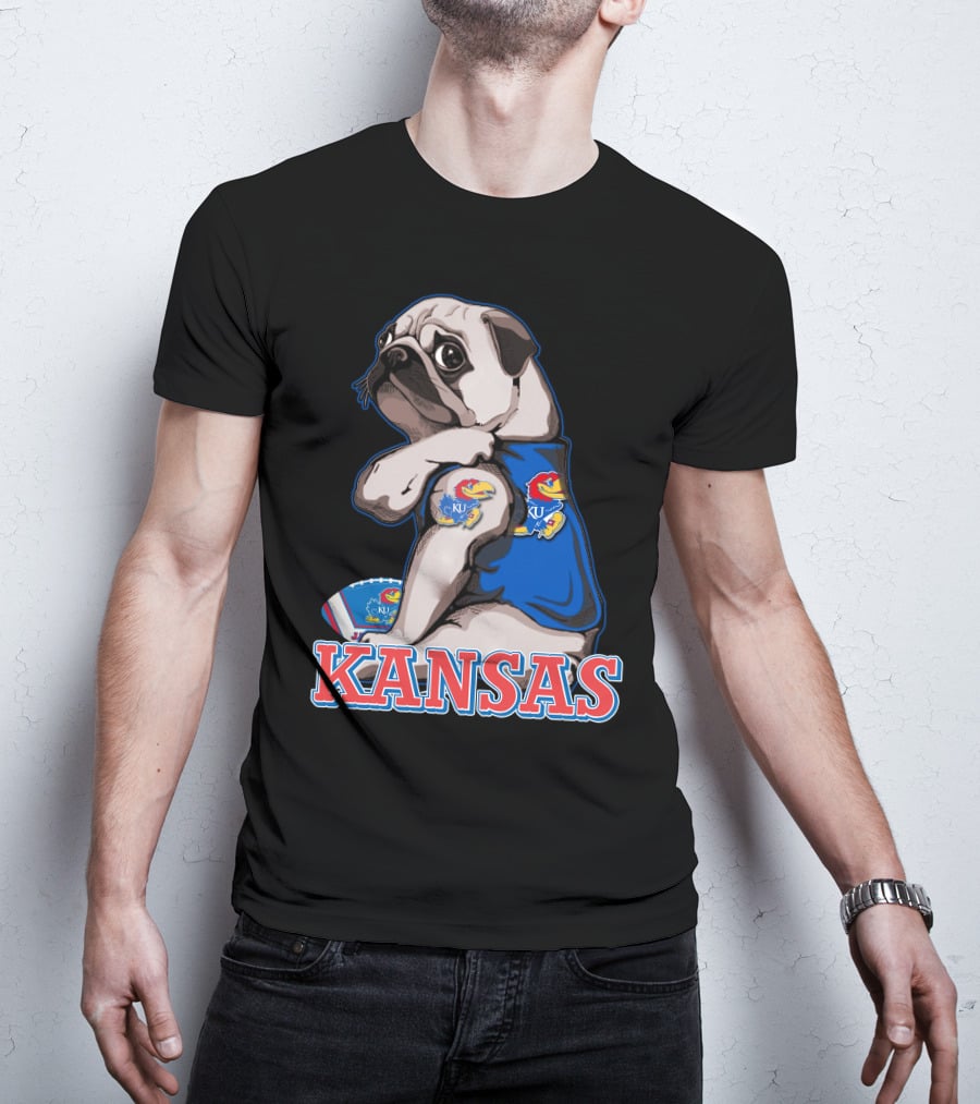 Kansas Jayhawks Pug Football T-Shirt