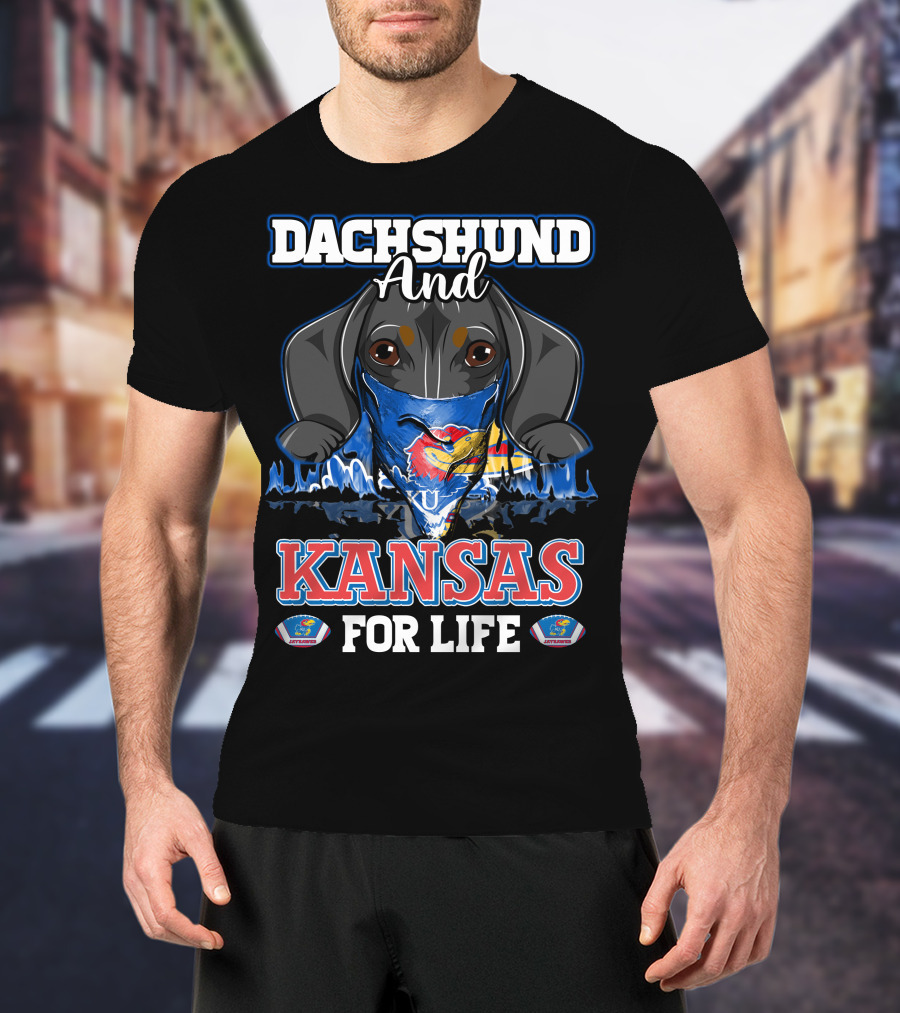 Dachshund And Kansas For Life Jayhawks KU Spirit T-Shirt