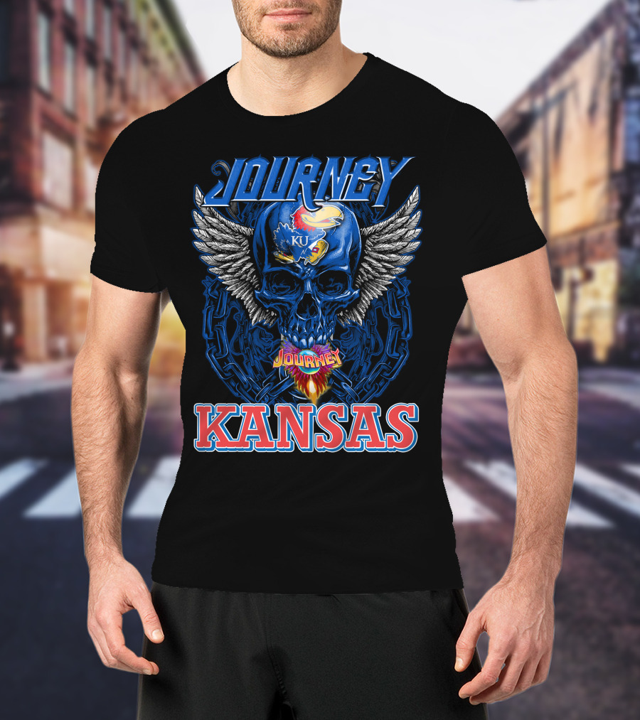 Journey Kansas Jayhawks KU Skull Wings T-Shirt