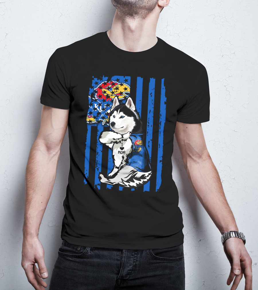 Siberian Husky KU Mom Kansas Jayhawks T-Shirt