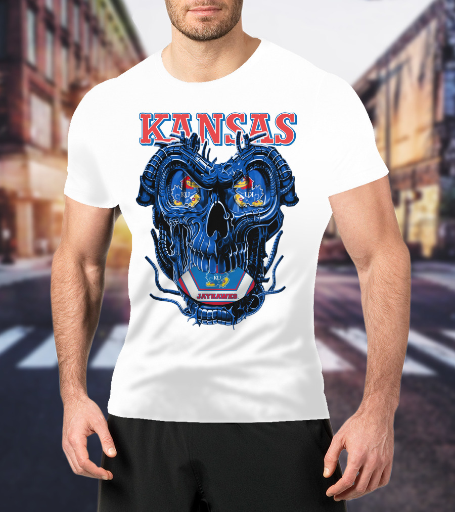 Kansas Jayhawks Dragonskull KU Football T-Shirt