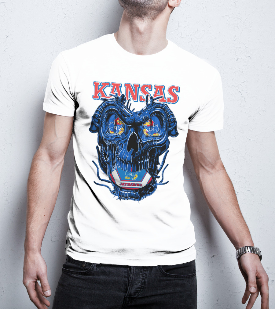 Kansas Jayhawks Dragonskull KU Football T-Shirt