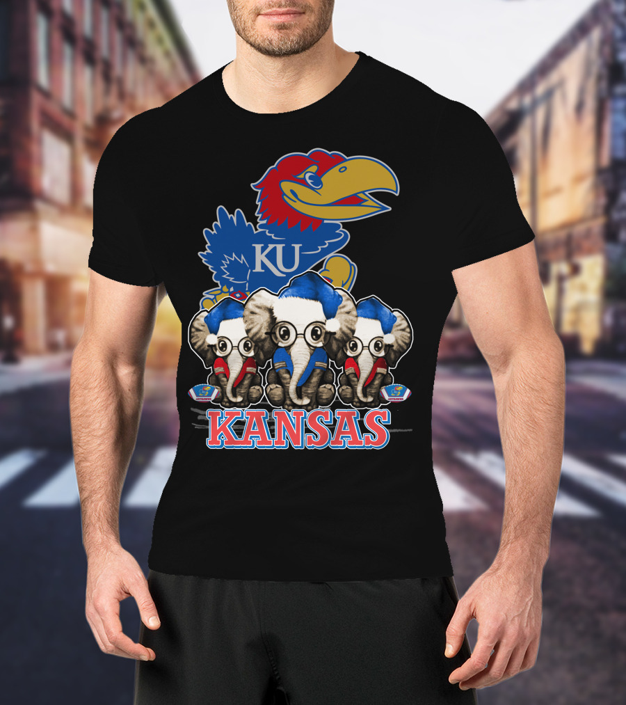 Kansas Jayhawks Christmas Elephants T-Shirt