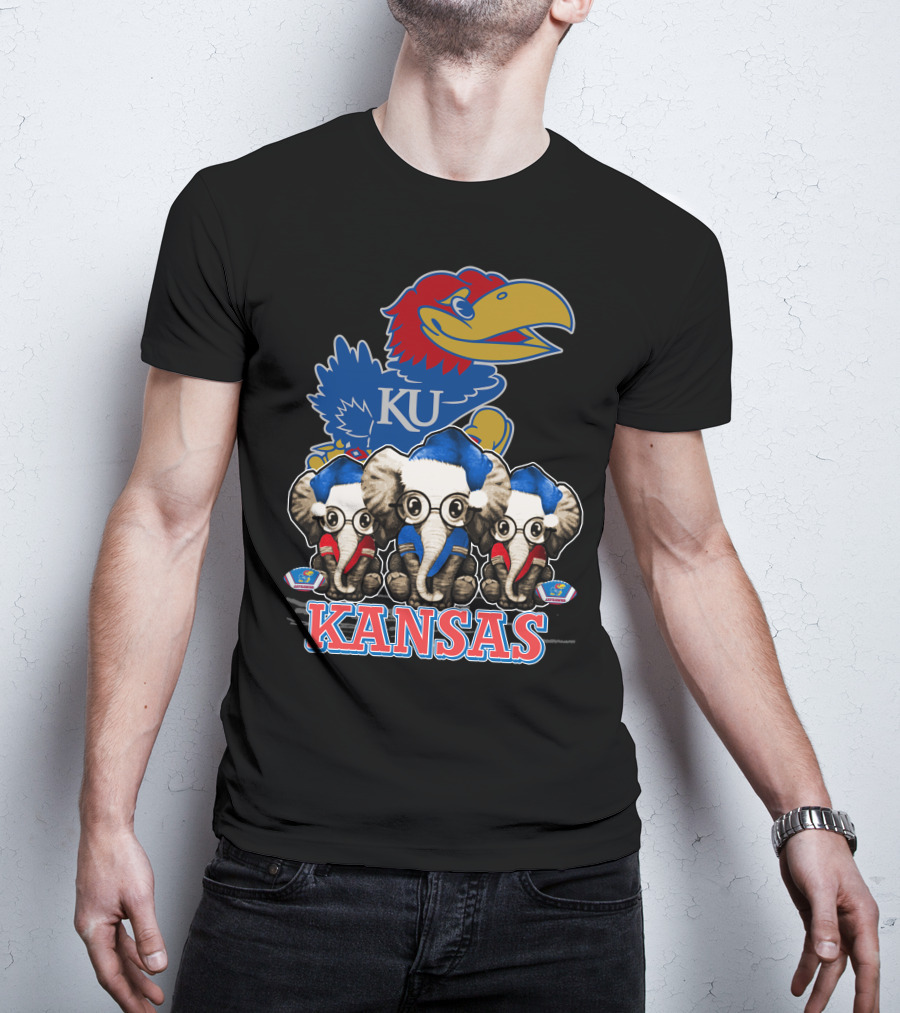Kansas Jayhawks Christmas Elephants T-Shirt