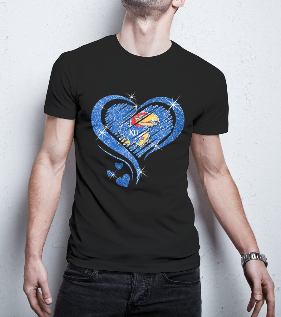 Kansas Jayhawks Sparkling Heart KU T-Shirt