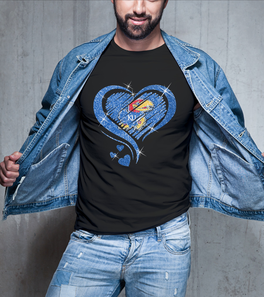Kansas Jayhawks Sparkling Heart KU T-Shirt
