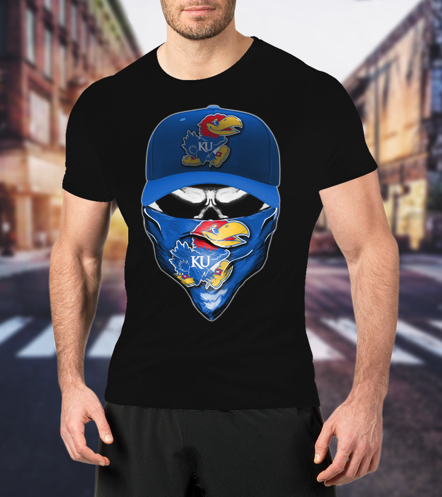KU Skull Kansas Jayhawks Bandana Hat T-Shirt
