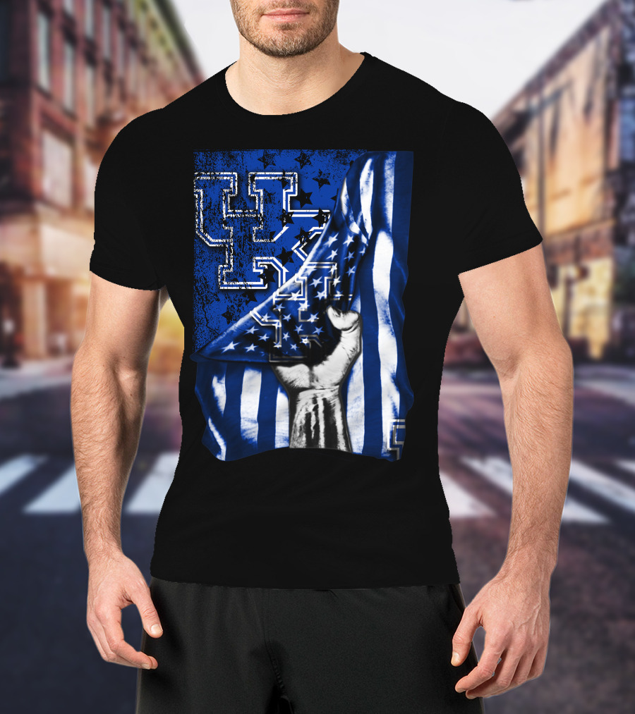 UK Logo Blue Stars And Stripes Patriotic T-Shirt