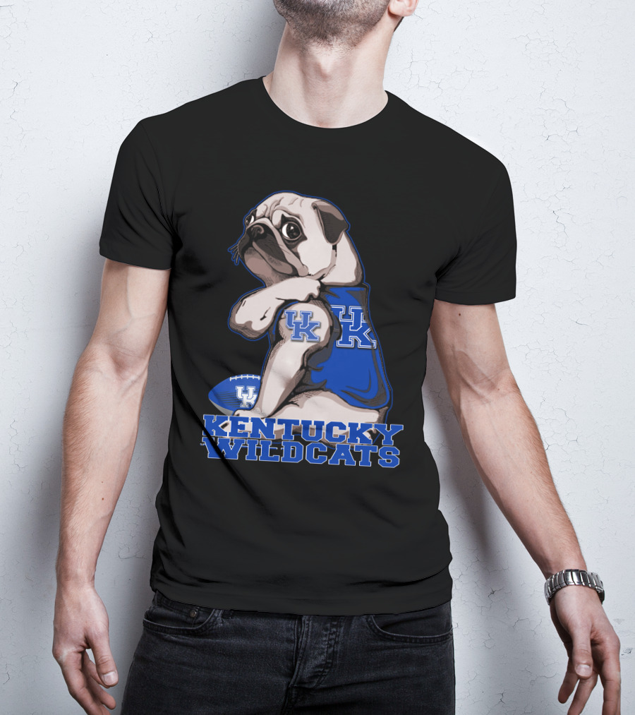 Kentucky Wildcats Pug With Football And UK T-Shirt