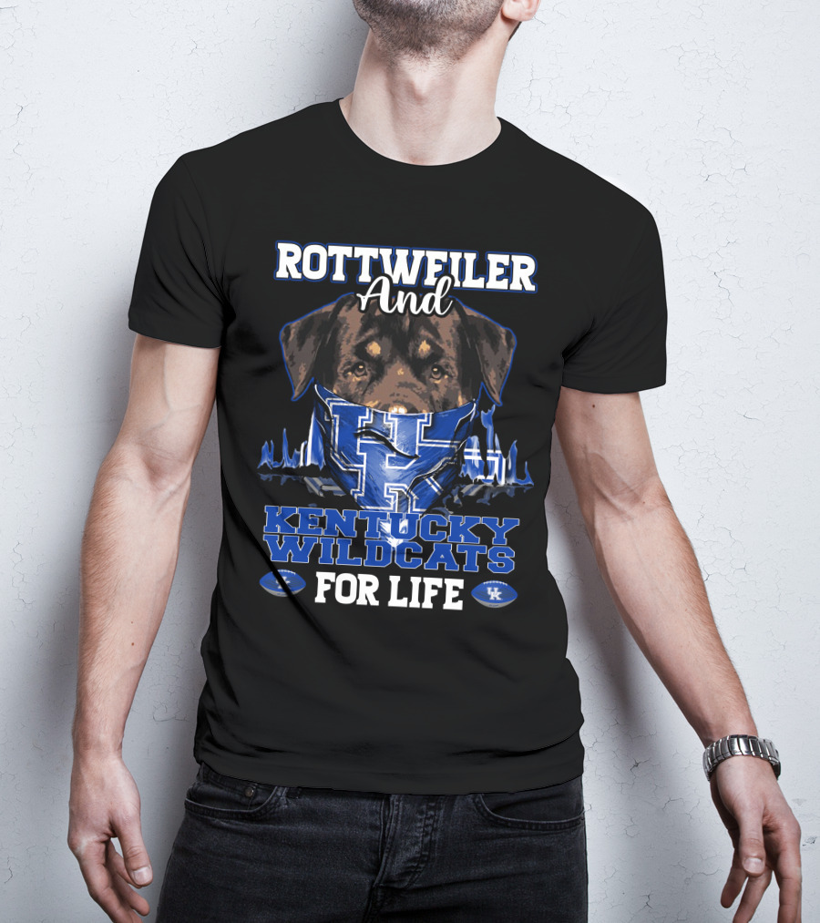 Rottweiler And Kentucky Wildcats For Life UK Logo Football T-Shirt