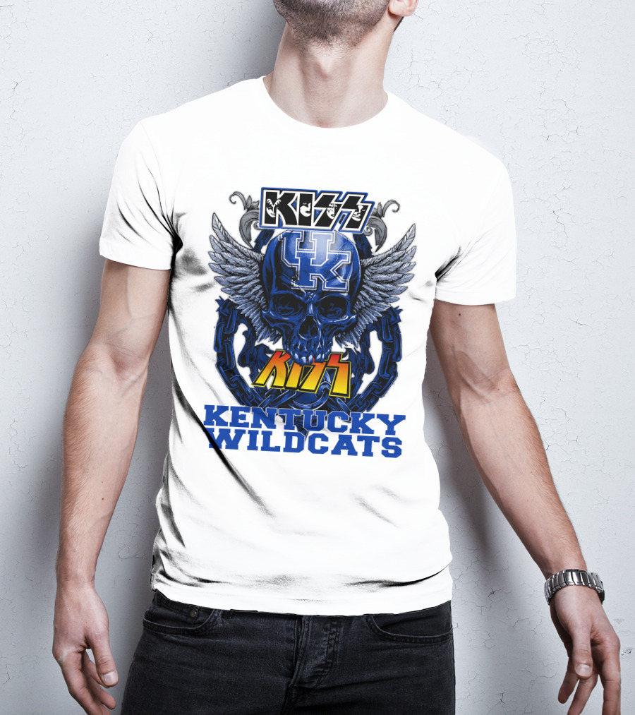 Kiss Kentucky Wildcats UK Skull Wings T-Shirt