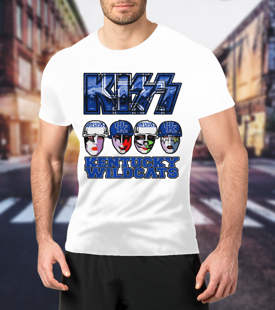 Kiss Kentucky Wildcats Blue Rock And Roll Band Fans T-Shirt