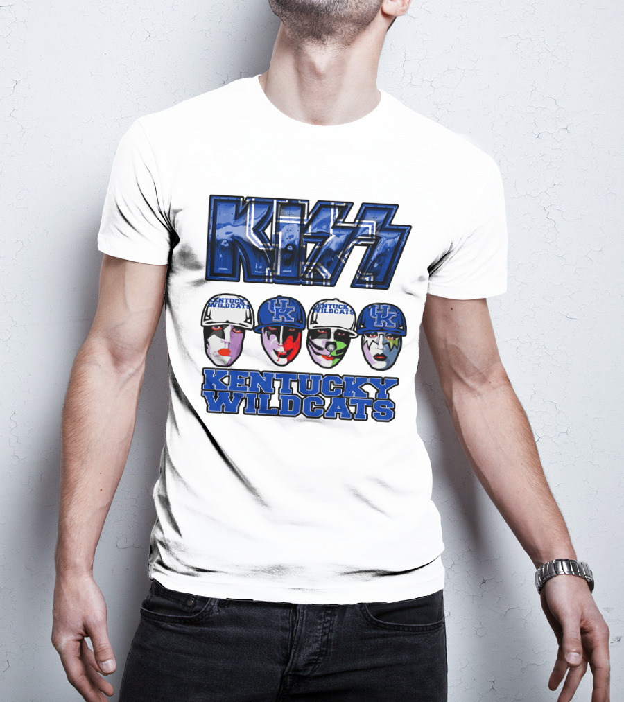 Kiss Kentucky Wildcats Blue Rock And Roll Band Fans T-Shirt