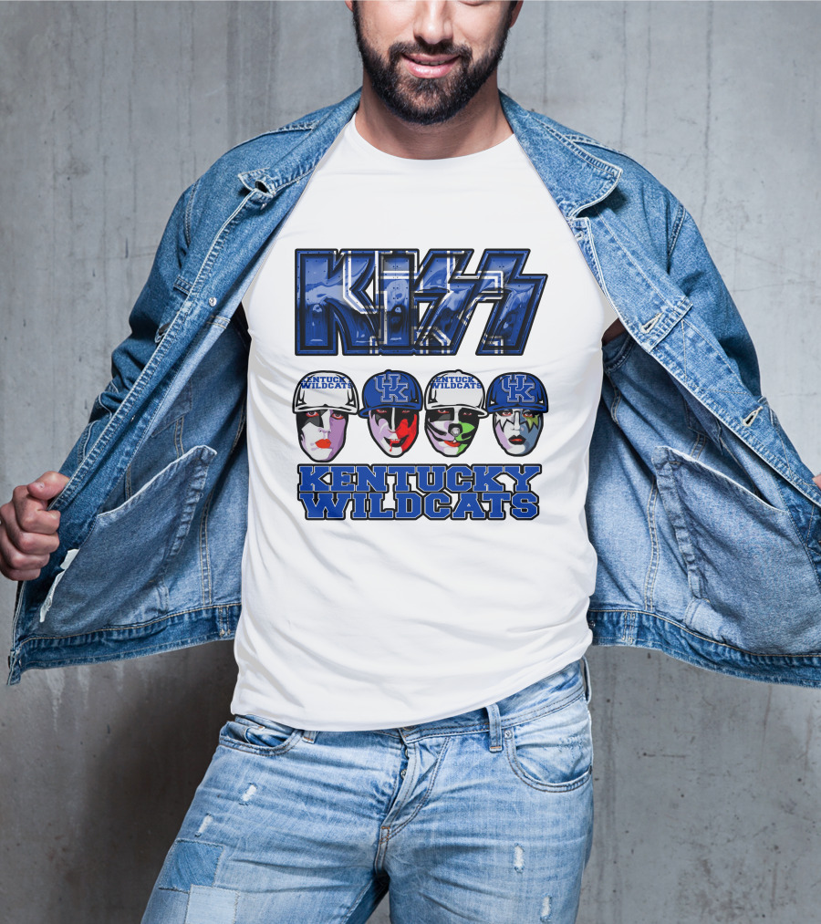 Kiss Kentucky Wildcats Blue Rock And Roll Band Fans T-Shirt