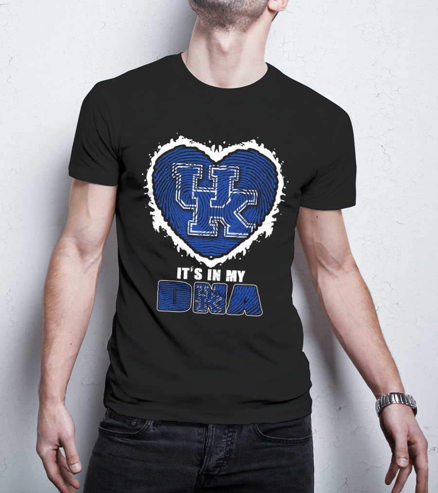 It's In My DNA Kentucky Wildcats UK Heart Fingerprint T-Shirt