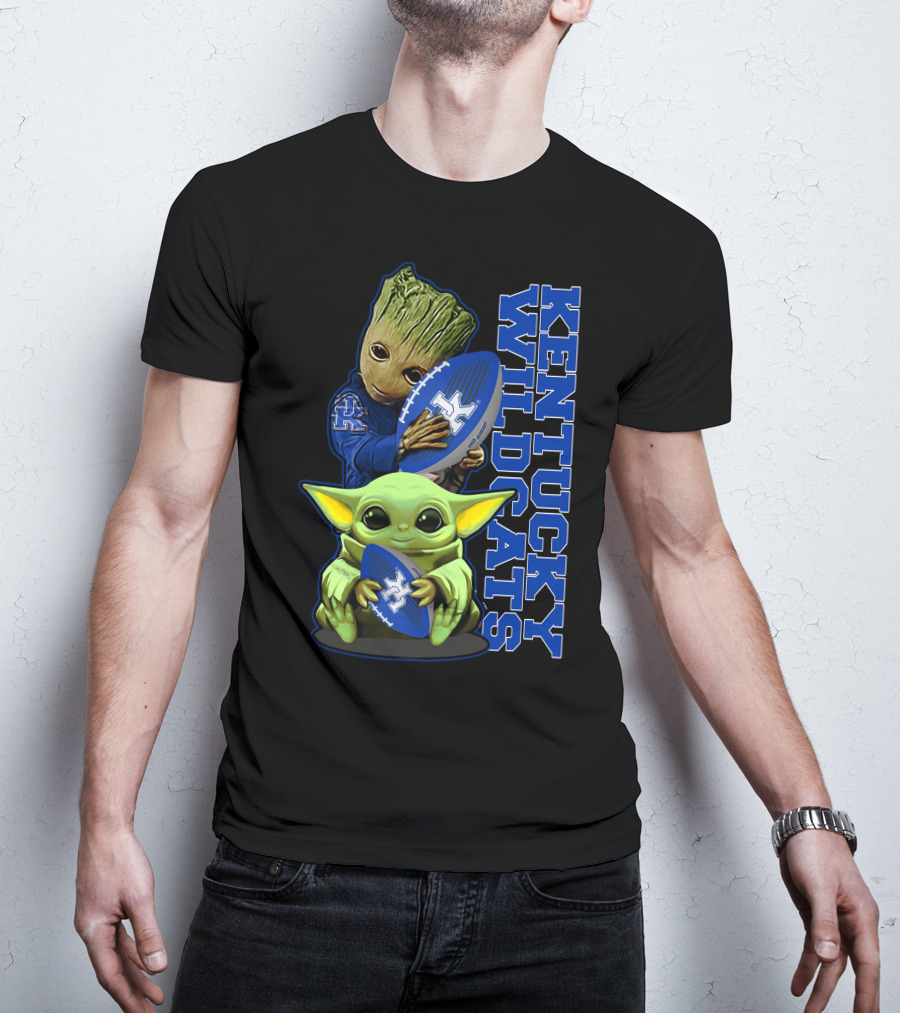 Baby Alien And Tree Character Holding Kentucky Wildcats Football T-Shirt