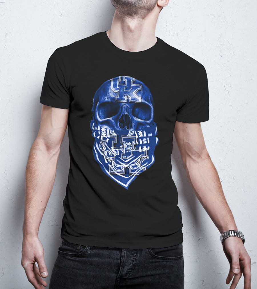 Kentucky Wildcats Skull Bandana Blue UK T-Shirt