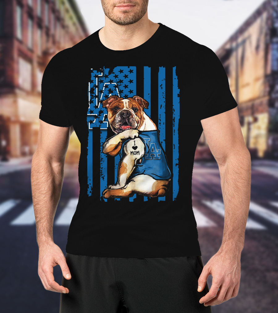 Bulldog LA I Love Mom Los Angeles Dodgers T-Shirt