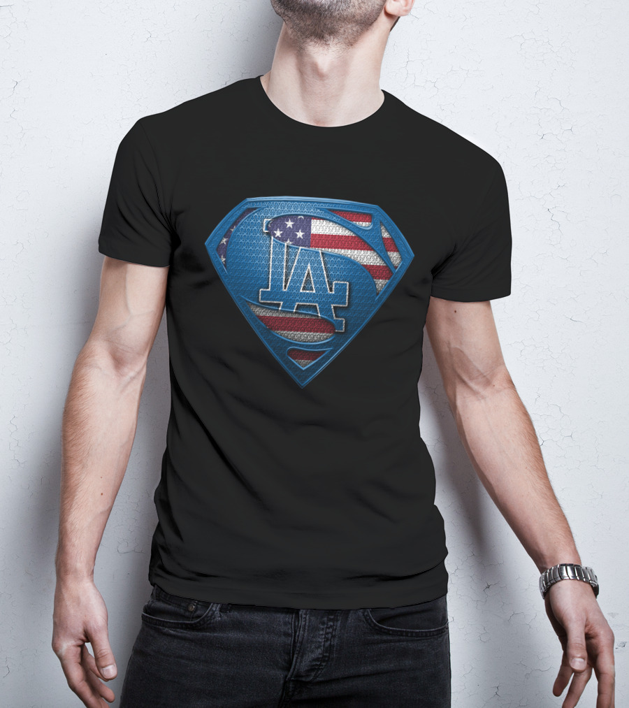 Los Angeles Dodgers American Flag Superhero T-Shirt