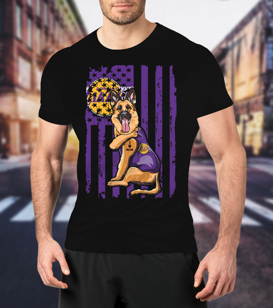 German Shepherd Los Angeles Lakers Fan Mom T-Shirt