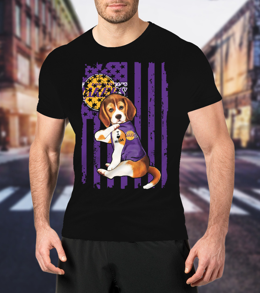 Beagle I Love Mom Los Angeles Lakers T-Shirt
