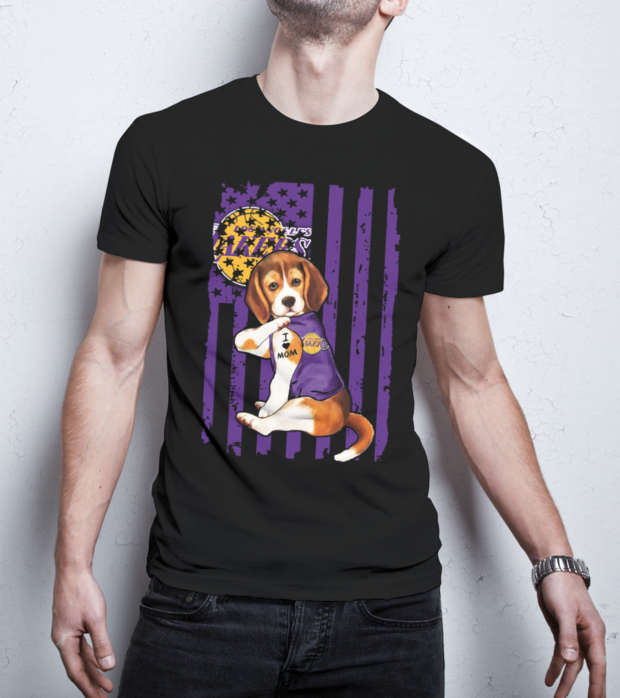Beagle I Love Mom Los Angeles Lakers T-Shirt