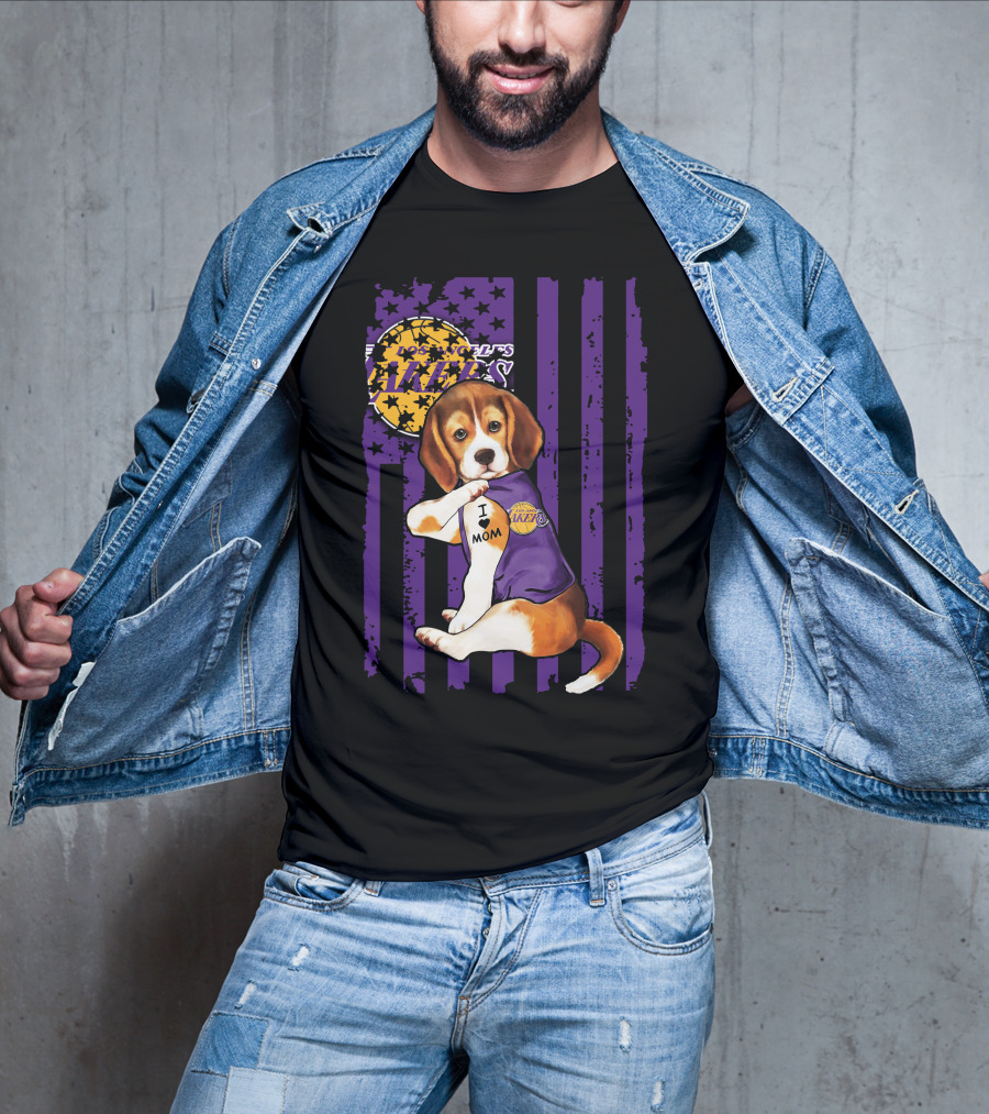 Beagle I Love Mom Los Angeles Lakers T-Shirt