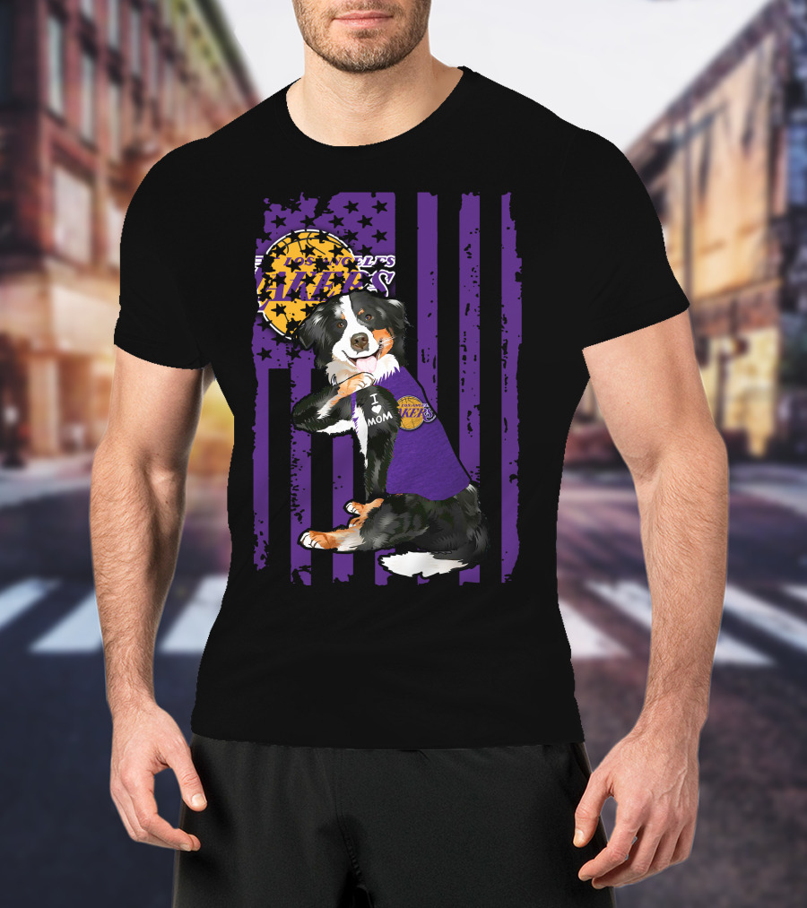 Border Collie I Love Mom Los Angeles Lakers T-Shirt
