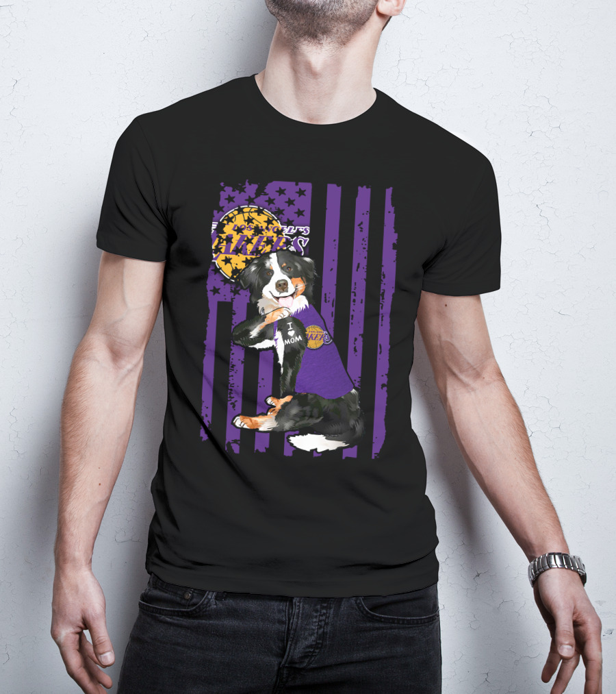 Border Collie I Love Mom Los Angeles Lakers T-Shirt