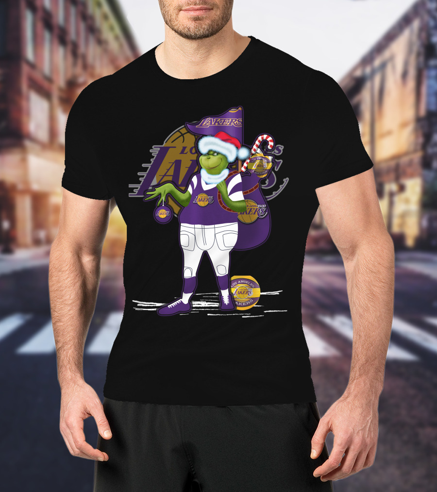 Los Angeles Lakers Grinch Christmas Basketball Mashup T-Shirt