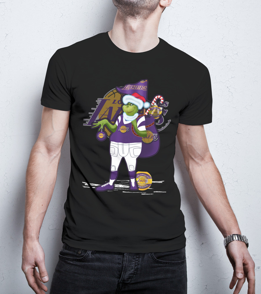 Los Angeles Lakers Grinch Christmas Basketball Mashup T-Shirt